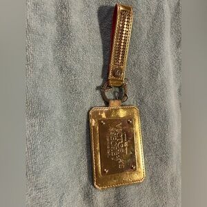 Victoria's Secret Vintage Gold Metallic Luggage Tag Keychain